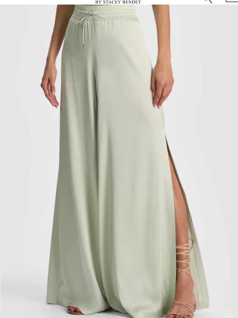 Alice + Olivia Pale Green Wide-Leg Drawstring Pants - Picture 7 of 7